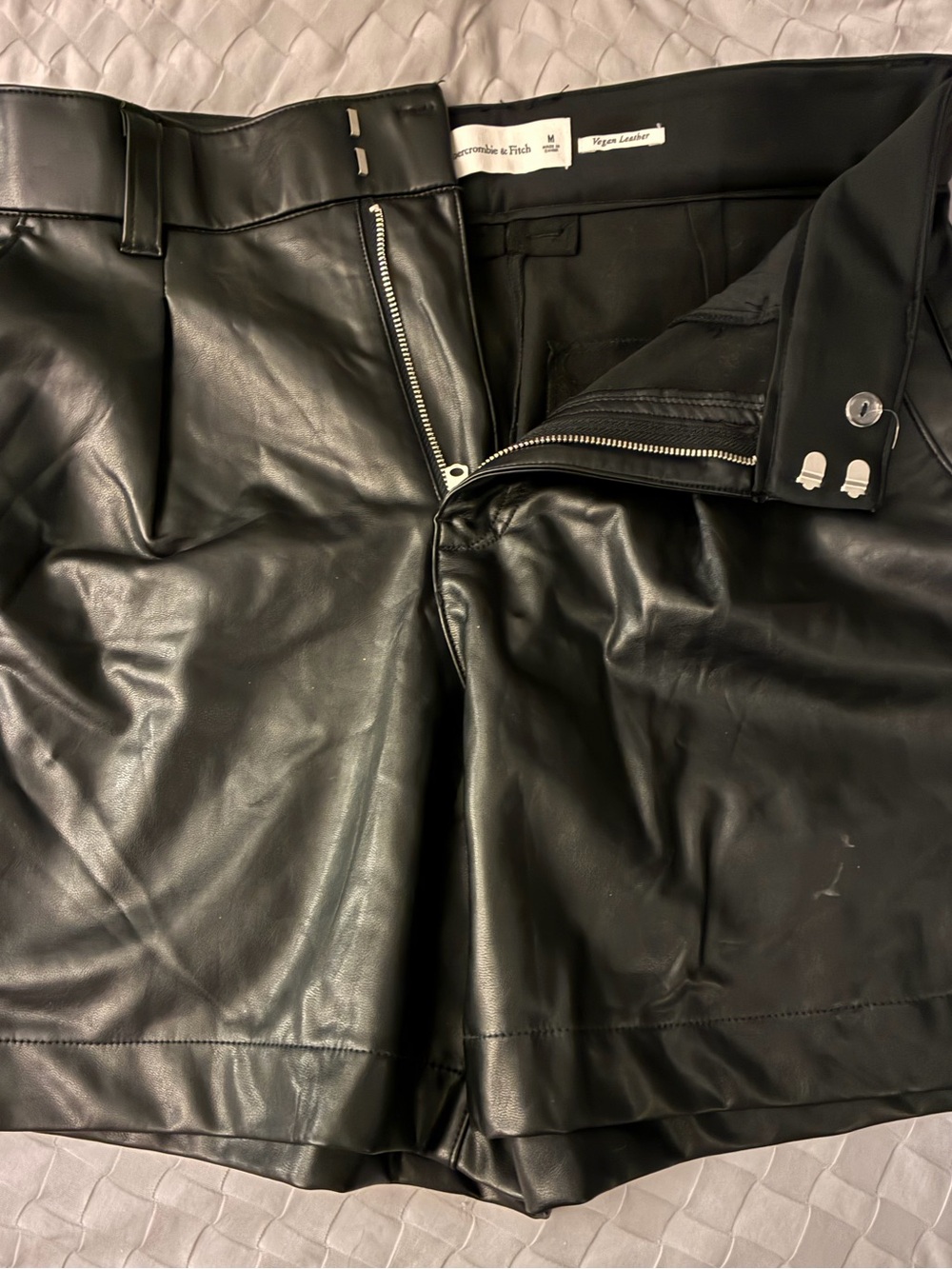 Abercrombie & Fitch Black Vegan Leather Shorts